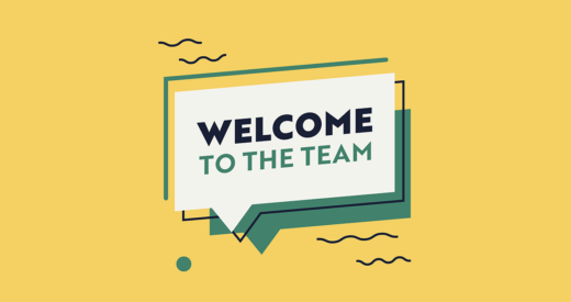 welcome to the team written on a speech bubble