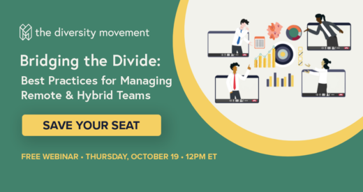 managing remote teams webinar graphic featuring illustration of remote team collaborating via zoom